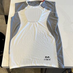 New with tags- boys White & Gray baseball heart guard top.